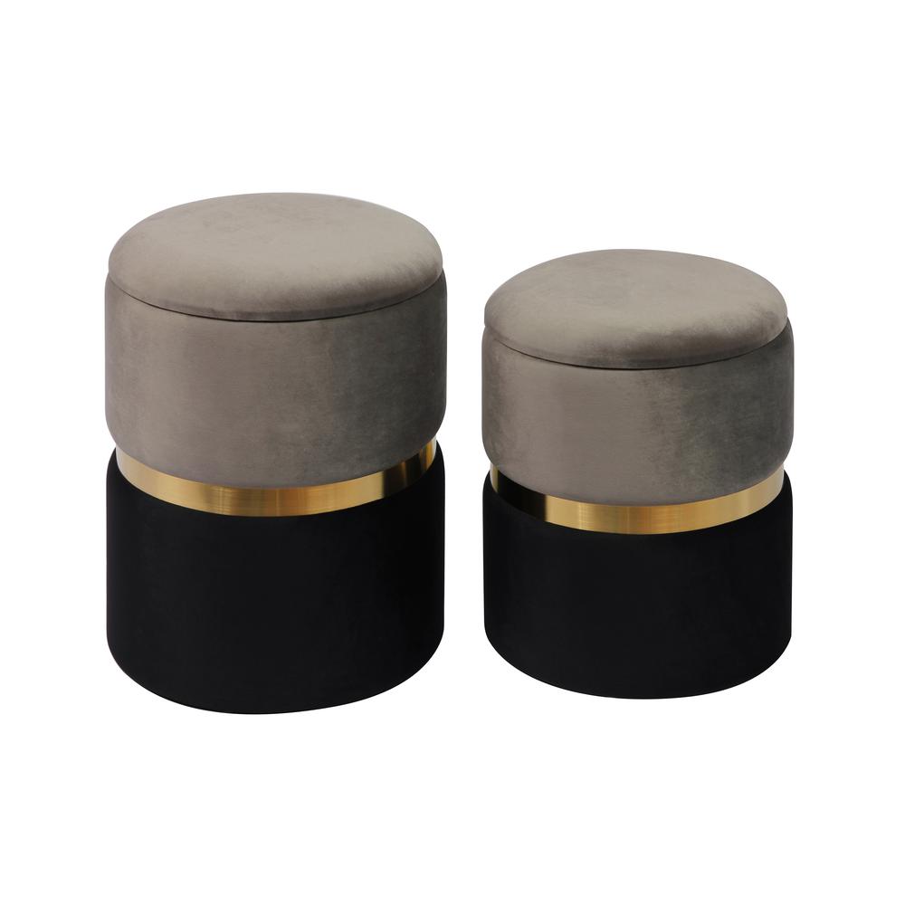 Gigi Grey Velvet Storage Ottomans - Set of 2. Picture 1