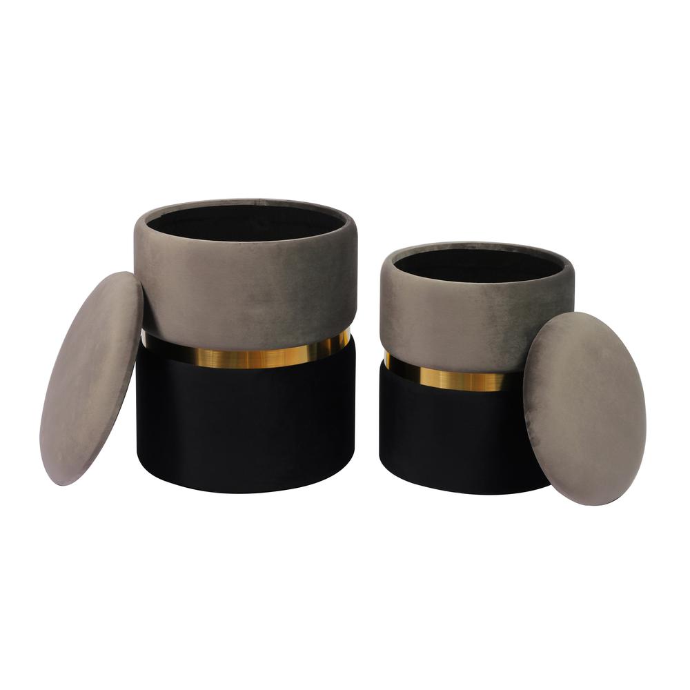 Gigi Grey Velvet Storage Ottomans - Set of 2. Picture 9