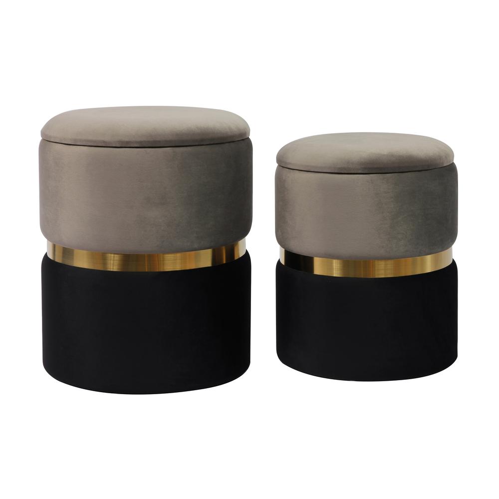 Gigi Grey Velvet Storage Ottomans - Set of 2. Picture 10