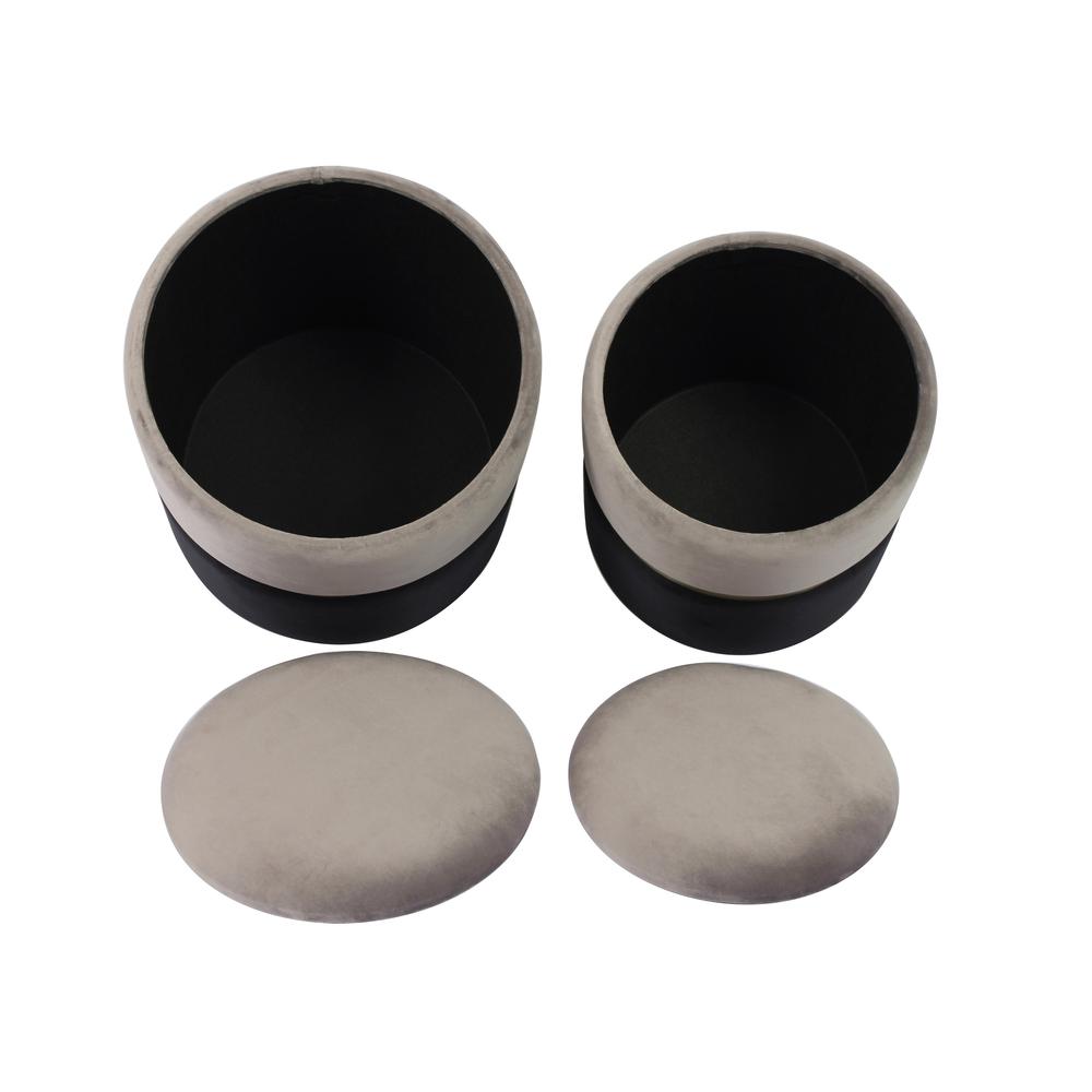 Gigi Grey Velvet Storage Ottomans - Set of 2. Picture 11