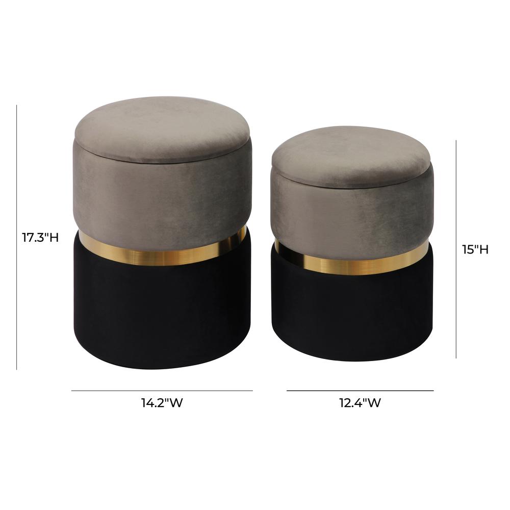Gigi Grey Velvet Storage Ottomans - Set of 2. Picture 12
