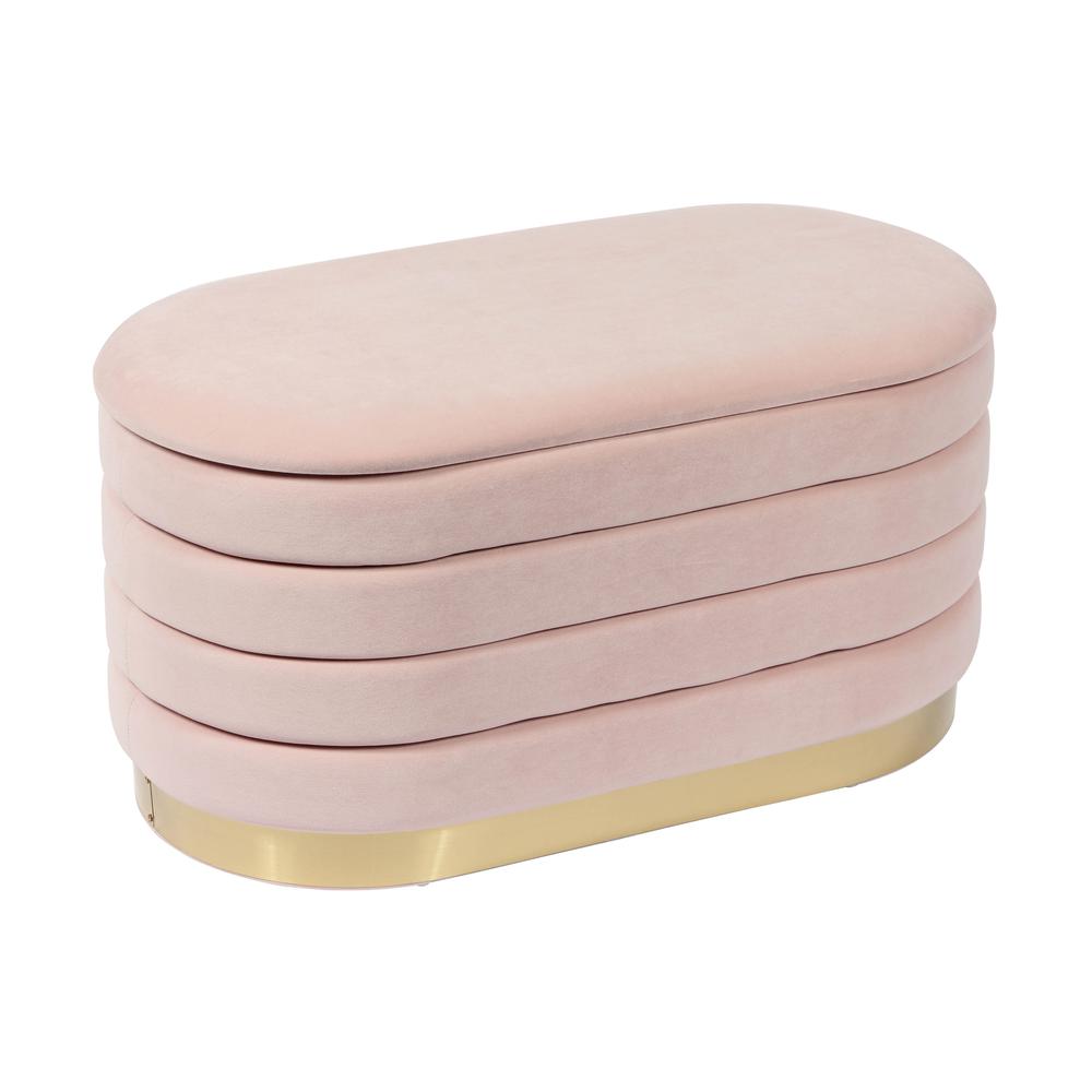 Lillian Blush Velvet Storage Bench. Picture 1