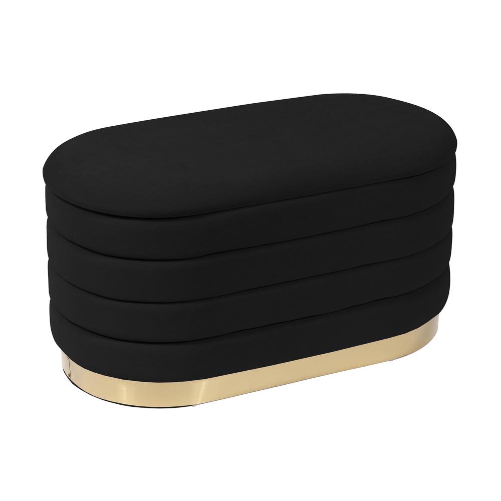 Lillian Black Velvet Storage Bench. Picture 1