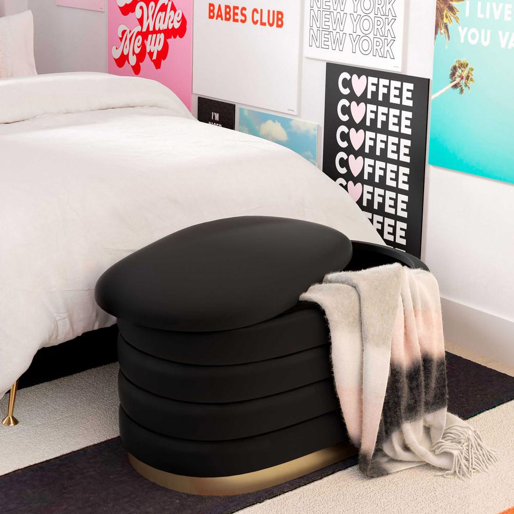 Lillian Black Velvet Storage Bench. Picture 18