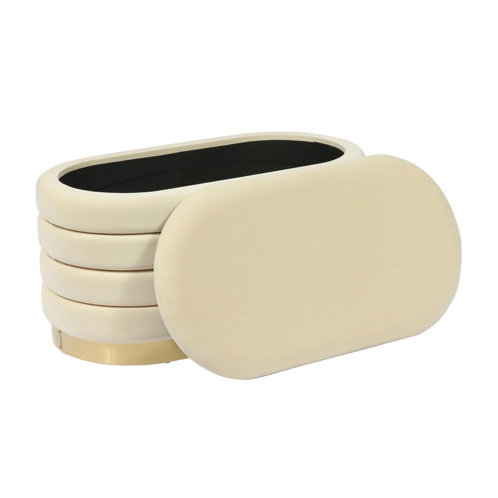 Lillian Cream Velvet Storage Bench. Picture 16