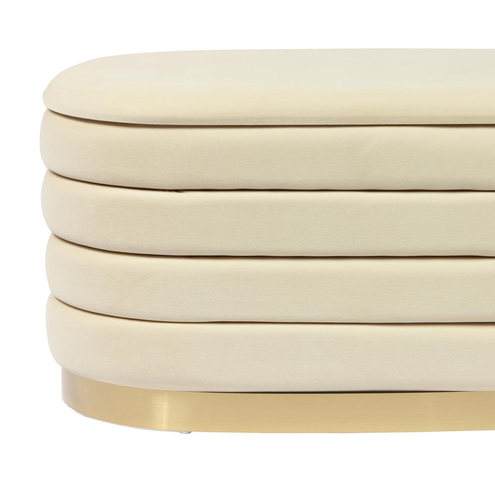 Lillian Cream Velvet Storage Bench. Picture 20