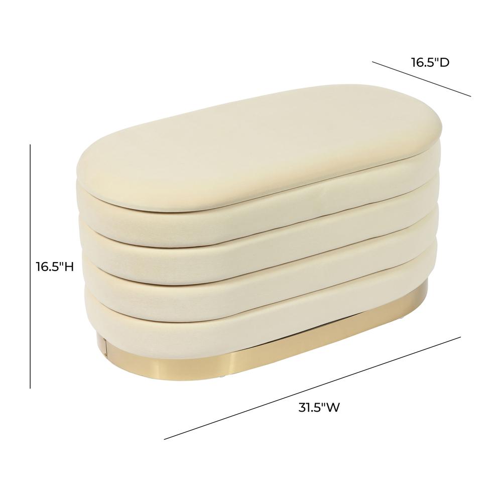 Lillian Cream Velvet Storage Bench. Picture 3
