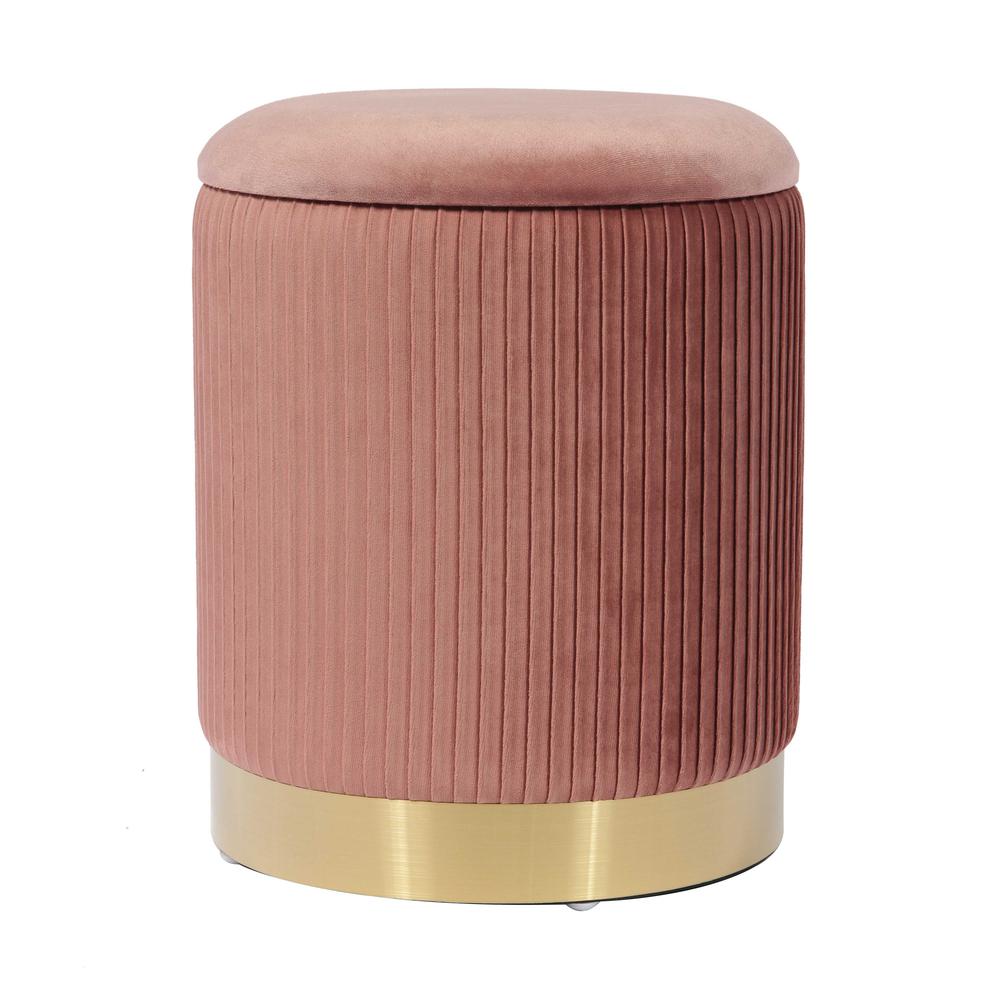 Zoe Blush Velvet Storage Ottoman. Picture 1