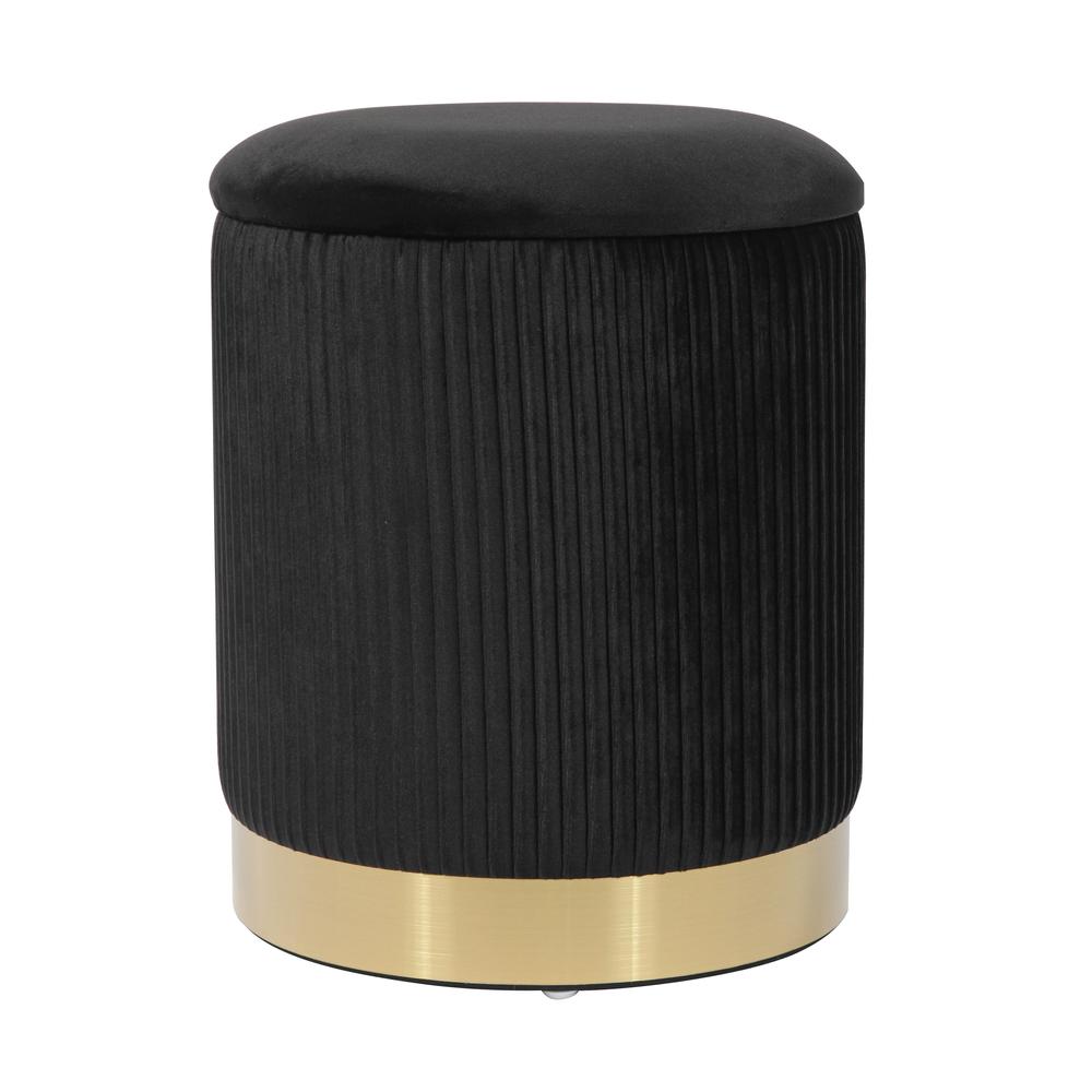 Zoe Black Velvet Storage Ottoman. Picture 1