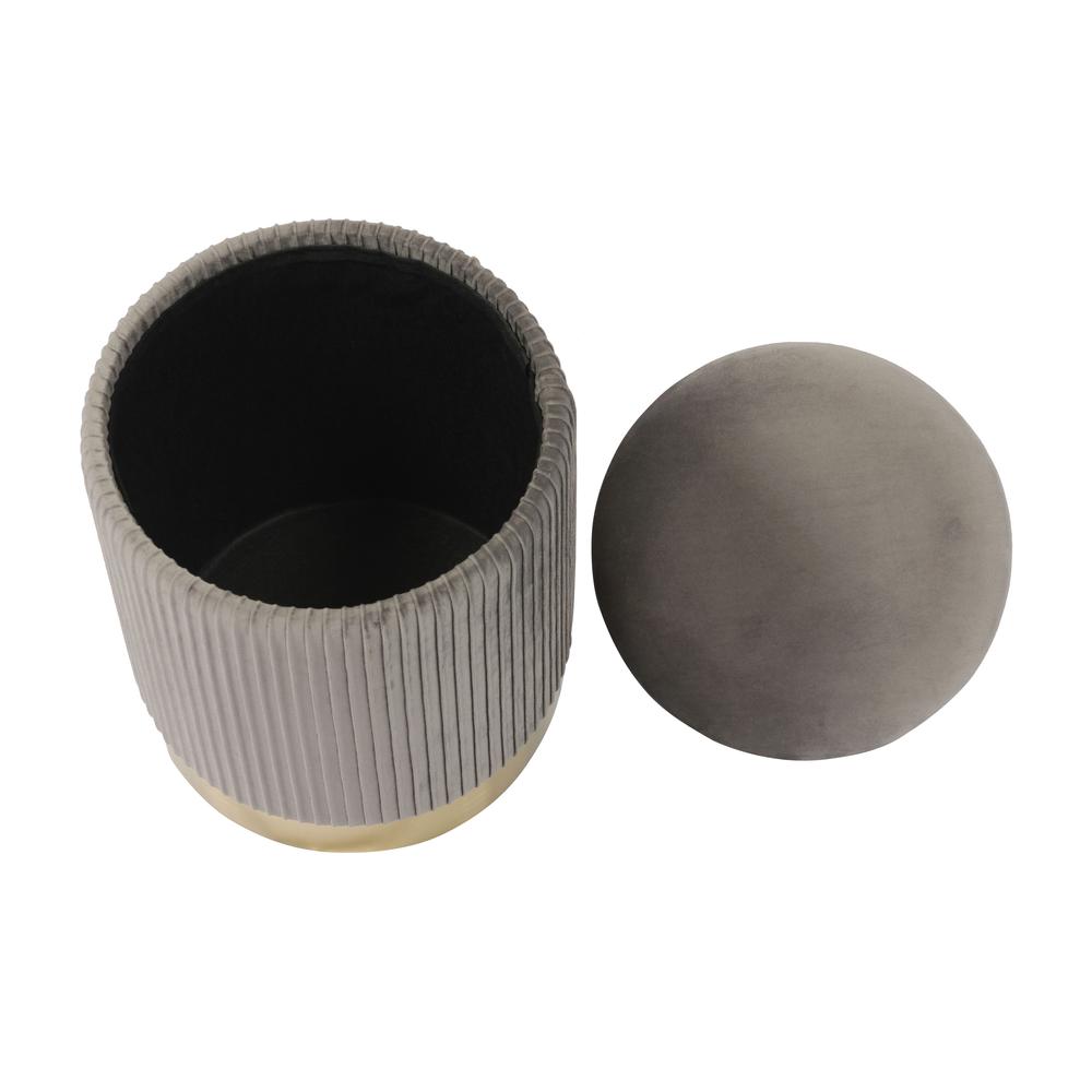 Zoe Grey Velvet Storage Ottoman. Picture 4