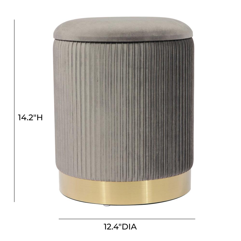Zoe Grey Velvet Storage Ottoman. Picture 6