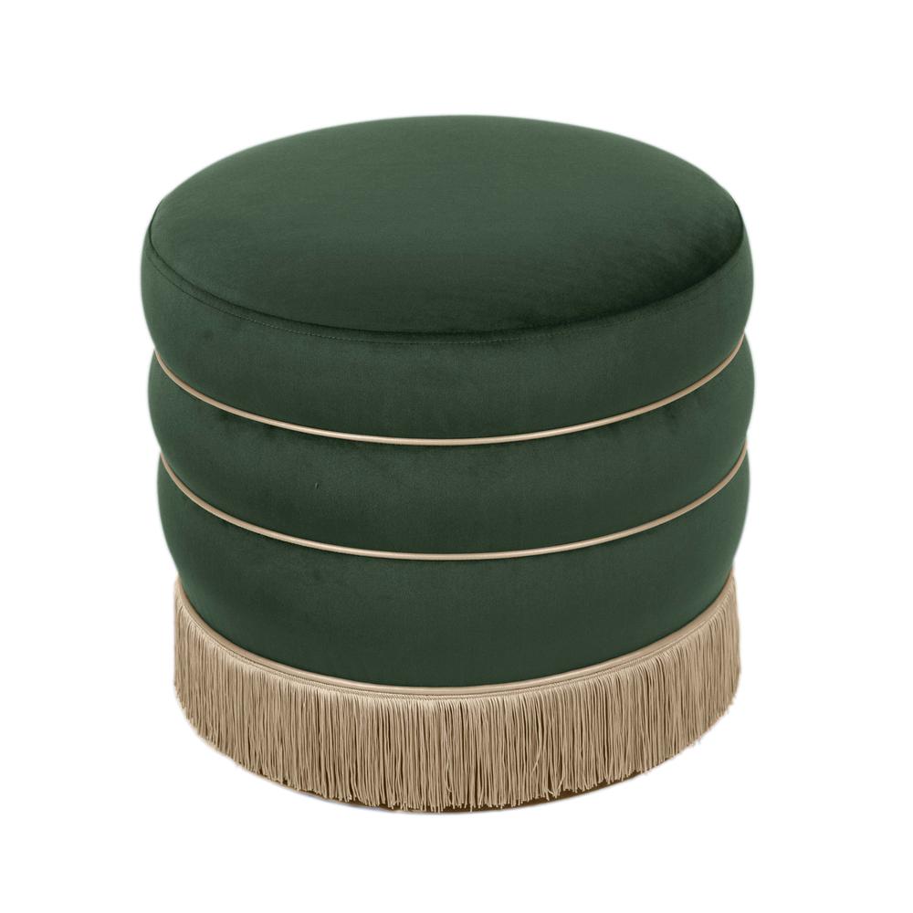 Lakka Green Velvet Ottoman. Picture 13