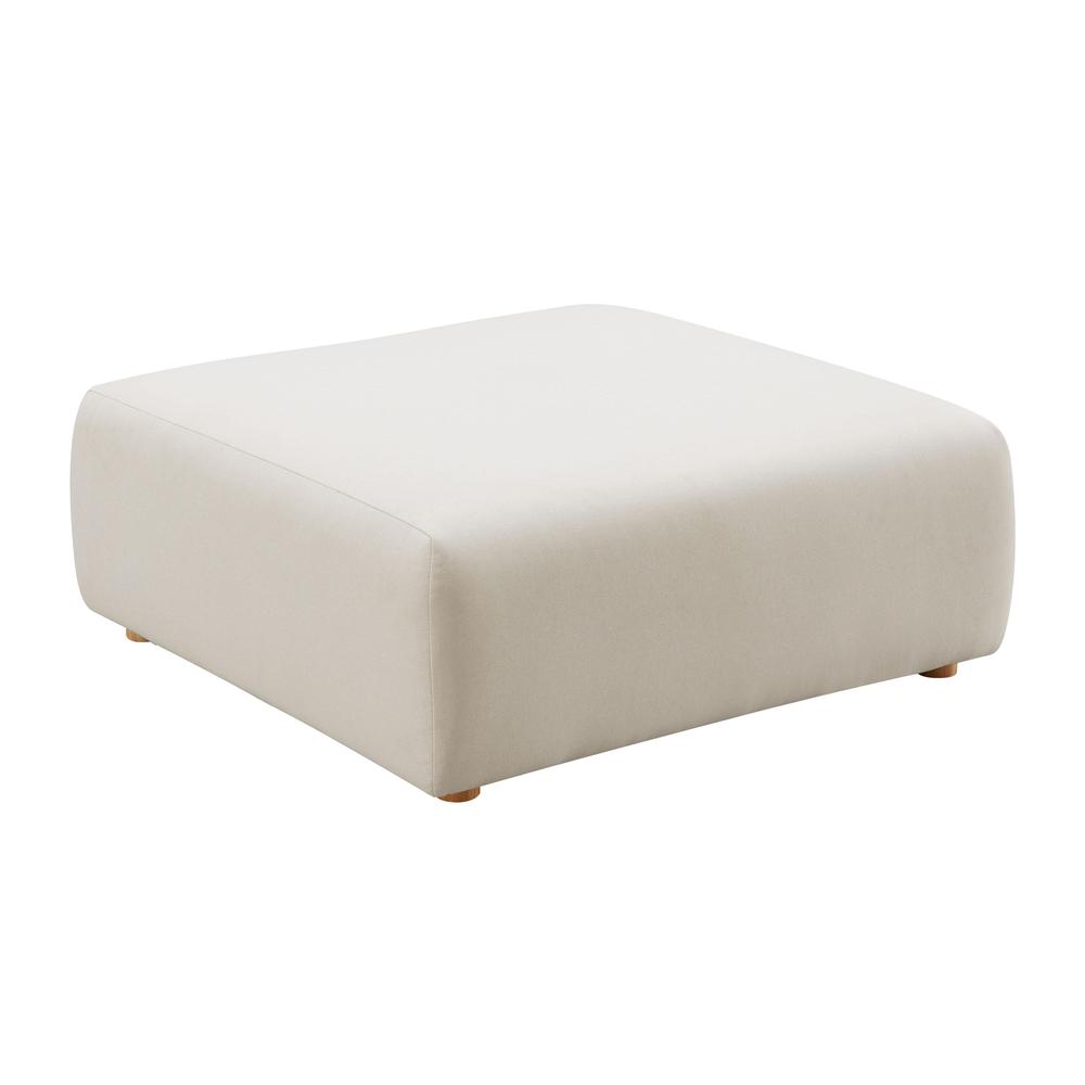 Hangover Cream Linen Ottoman. Picture 4
