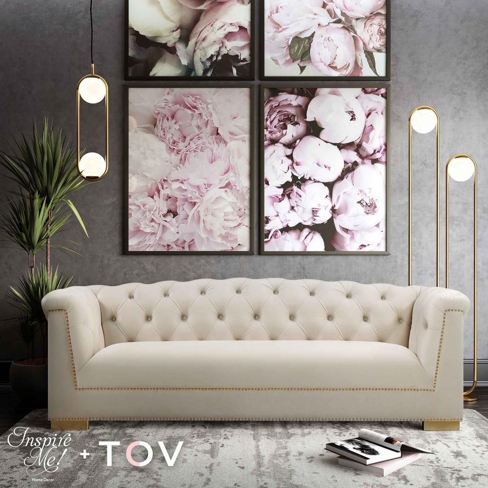 Farah Cream Velvet Sofa. Picture 18