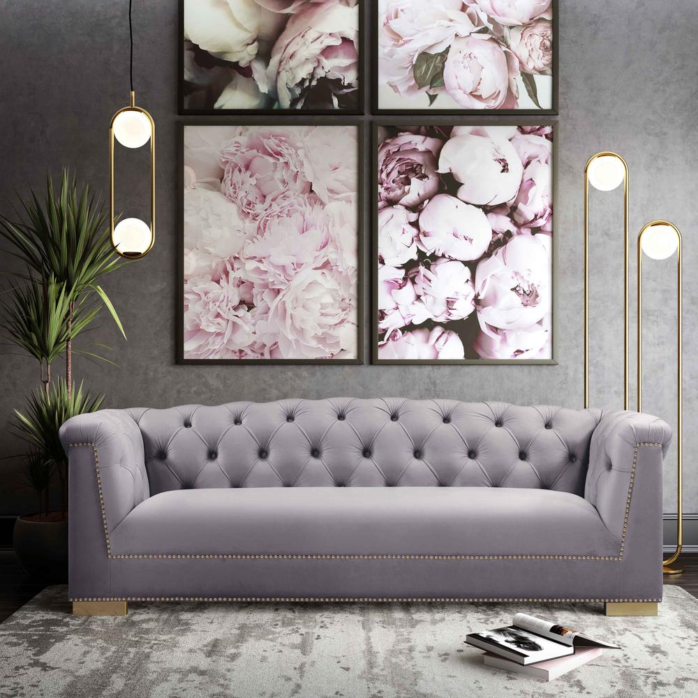 Farah Grey Velvet Sofa. Picture 7