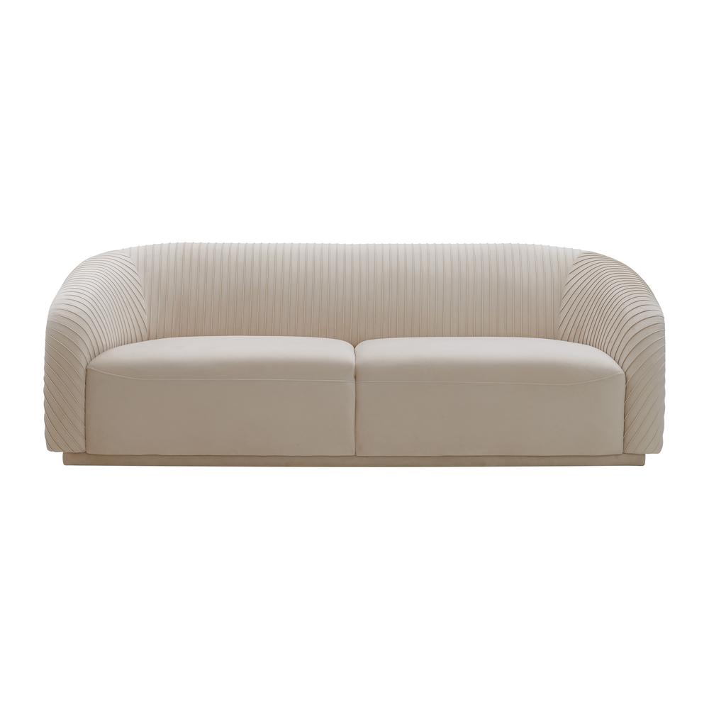 Yara Pleated Beige Velvet Sofa. Picture 1