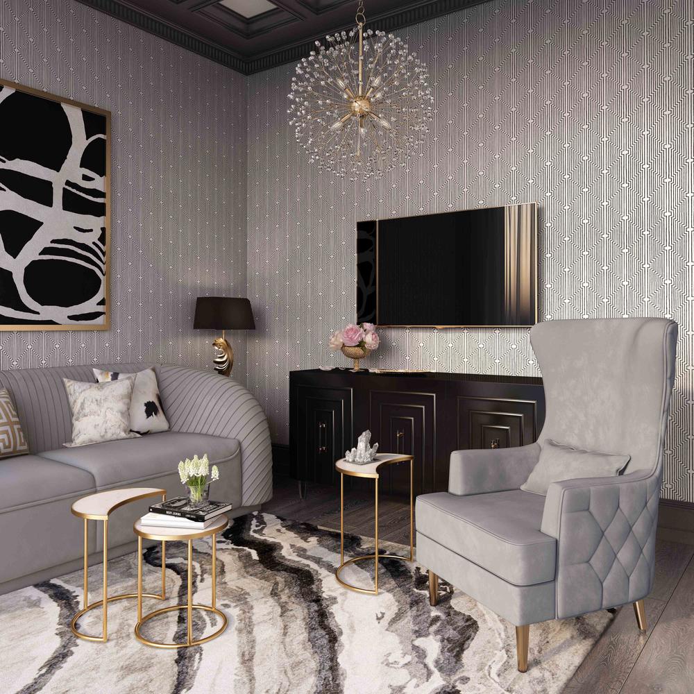 Alina Grey Tall Tufted Back Chair. Picture 9