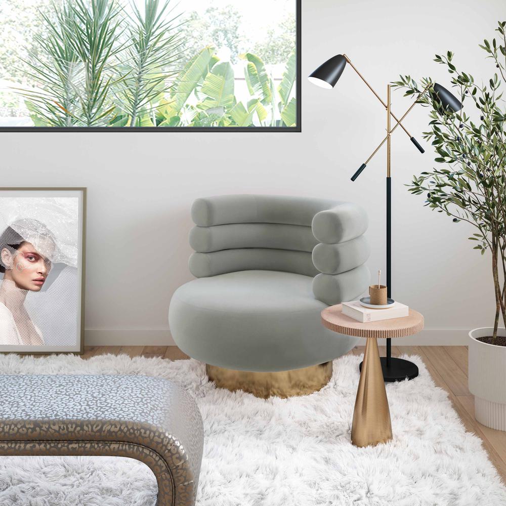 Naomi Grey Velvet Swivel Chair. Picture 11
