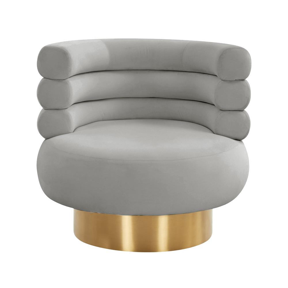 Naomi Grey Velvet Swivel Chair. Picture 12