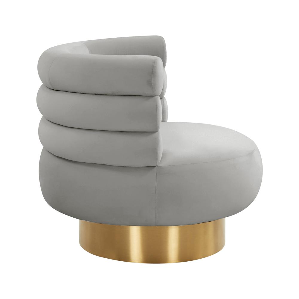 Naomi Grey Velvet Swivel Chair. Picture 13