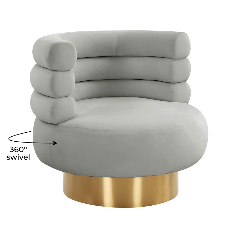 Naomi Grey Velvet Swivel Chair. Picture 17