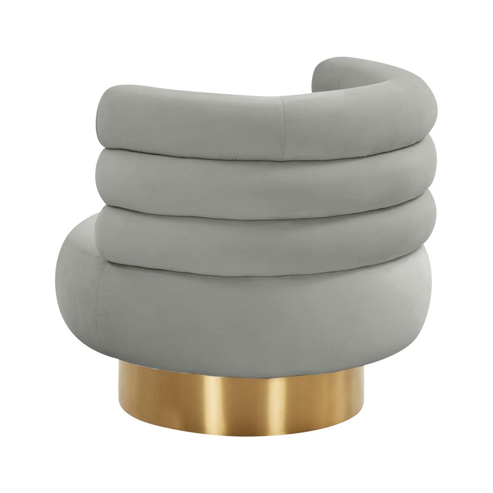 Naomi Grey Velvet Swivel Chair. Picture 14