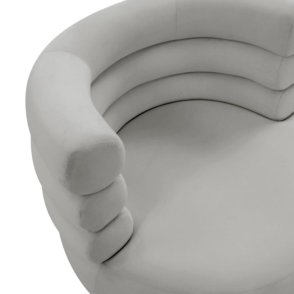 Naomi Grey Velvet Swivel Chair. Picture 15