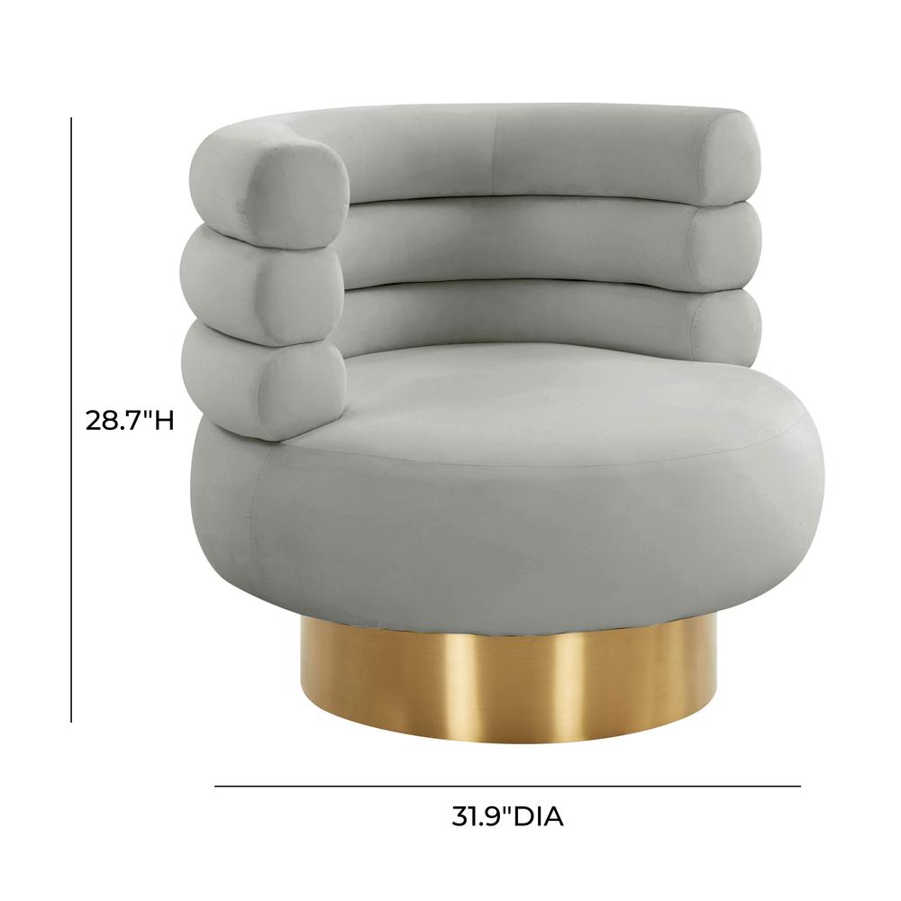 Naomi Grey Velvet Swivel Chair. Picture 16