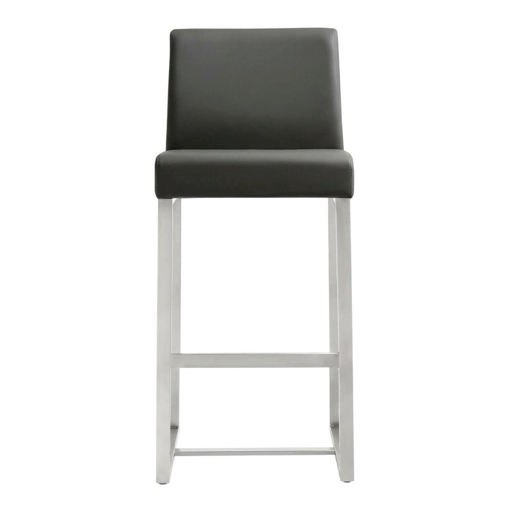 Grey Stainless Steel Counter Stool Set with Fiber-Wrapped Foam Seats. Picture 6
