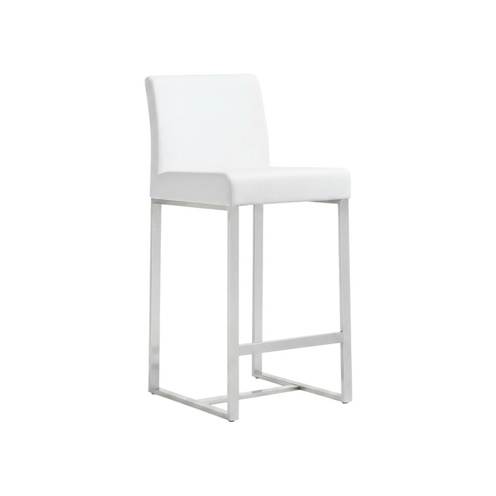 White Stainless Steel Counter Stool Set - Modern, Durable, 2-Pack. Picture 3