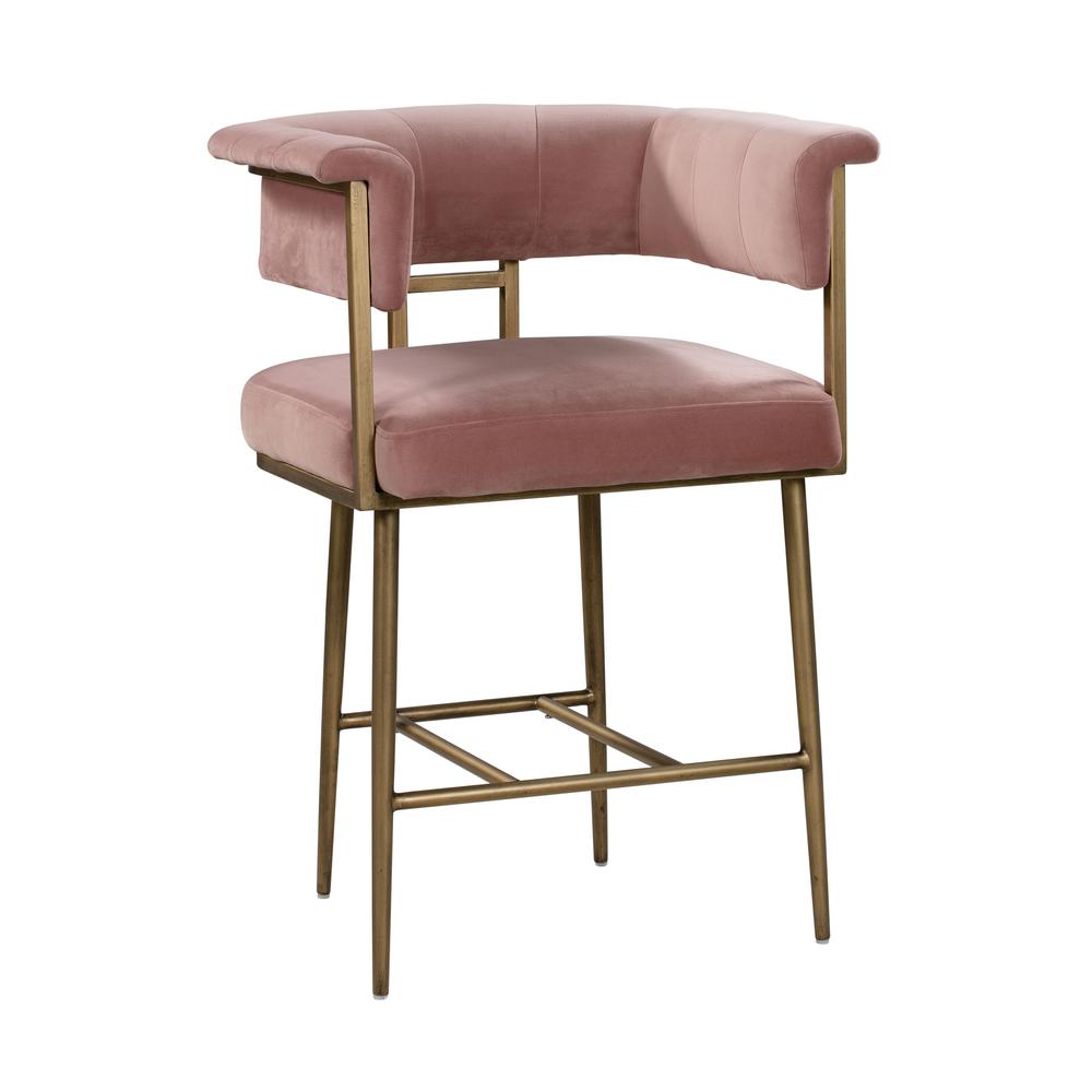 Astrid Blush Velvet Counter Stool. Picture 1