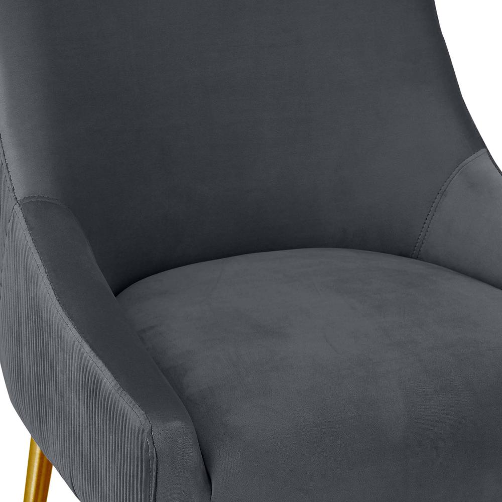 Beatrix Pleated Dark Grey Velvet Counter Stool. Picture 5