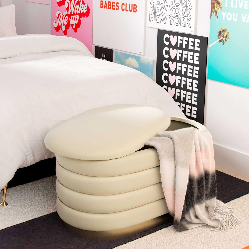 Lillian Cream Velvet Storage Bench. Picture 21
