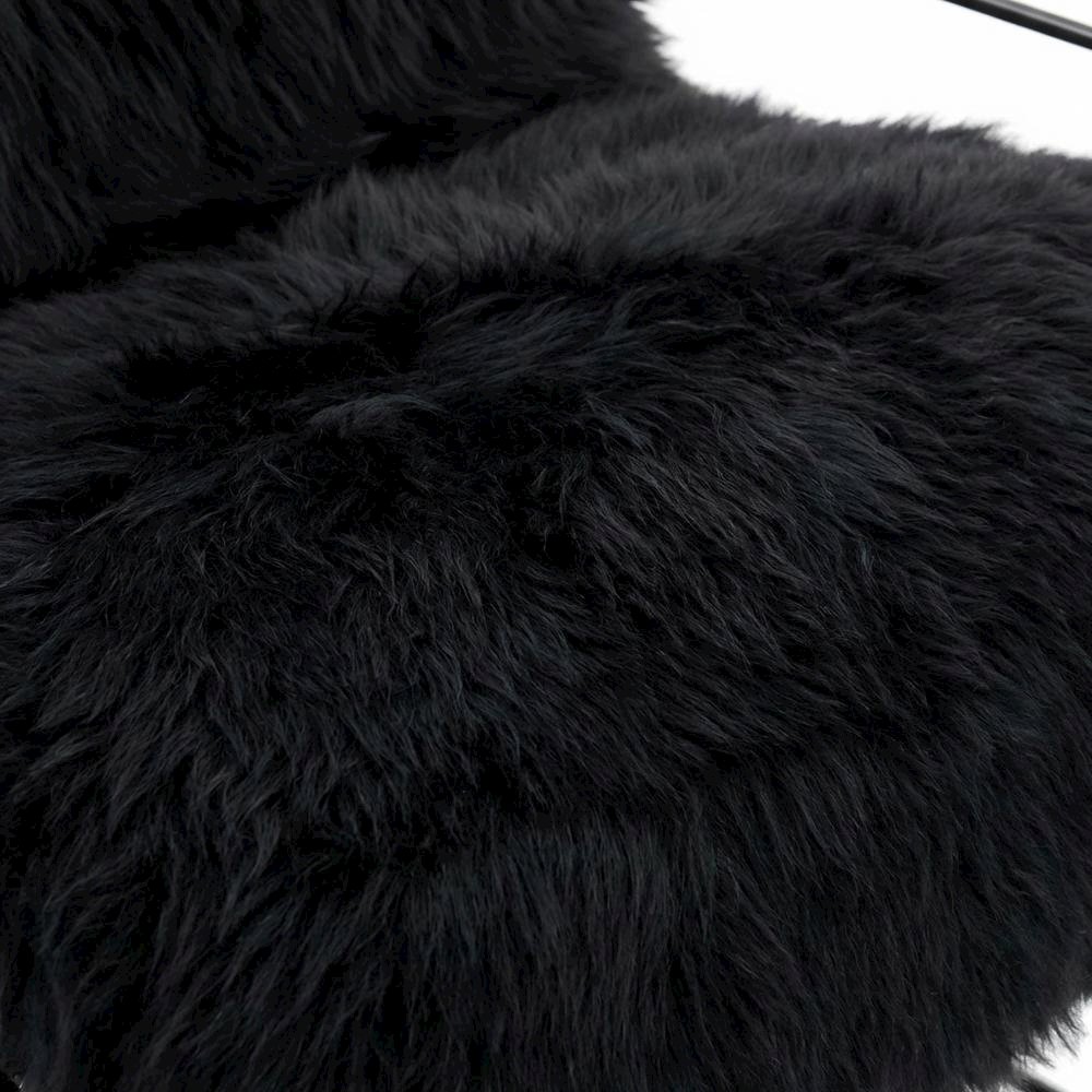 Sheepskin Accent Armchair with Black Iron Legs and PP Fiber Fill. Picture 6