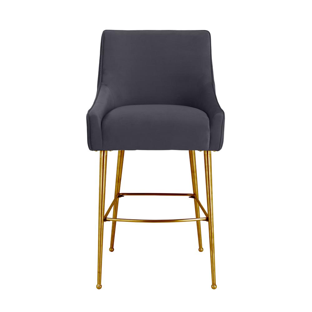 Beatrix Pleated Dark Grey Velvet Counter Stool. Picture 10