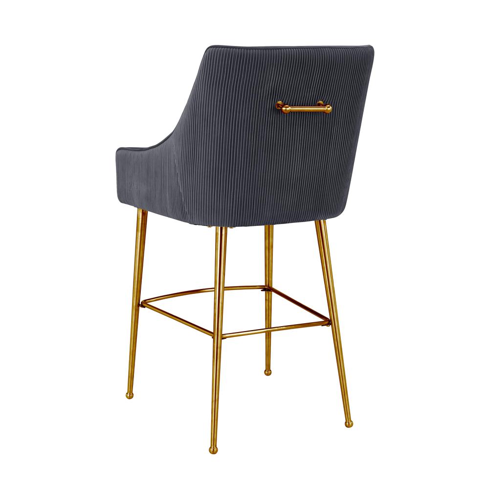 Beatrix Pleated Dark Grey Velvet Counter Stool. Picture 11
