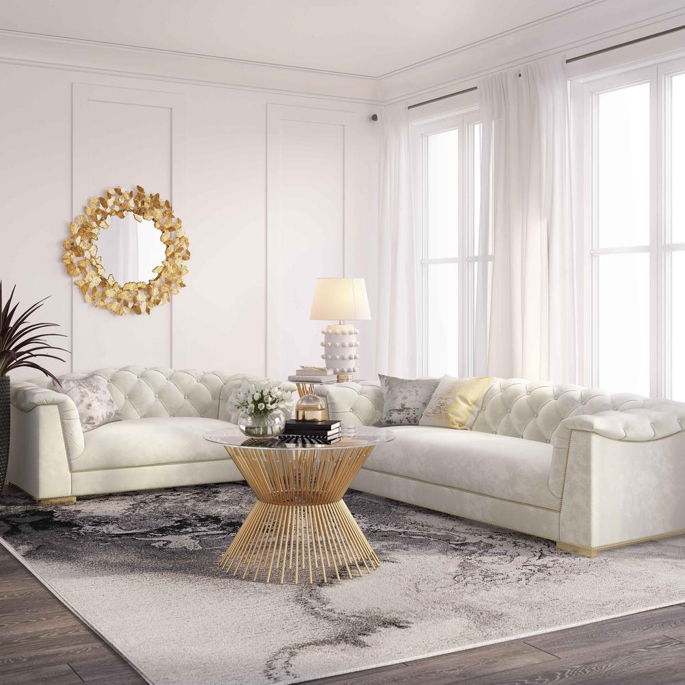 Farah Cream Velvet Sofa. Picture 7