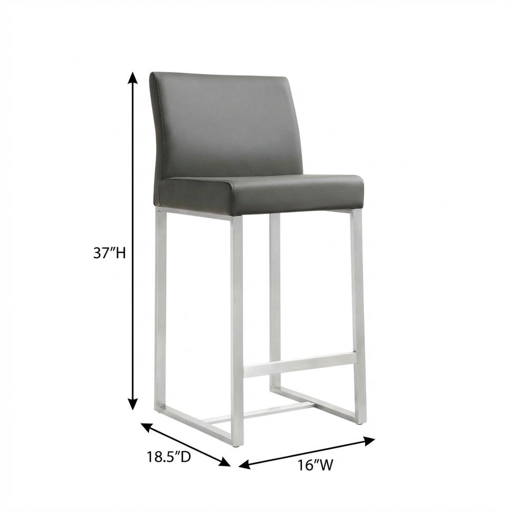 Grey Stainless Steel Counter Stool Set with Fiber-Wrapped Foam Seats. Picture 10