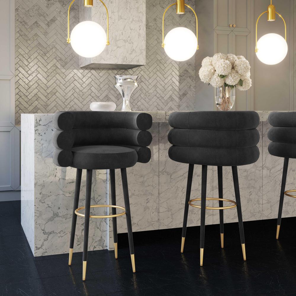 Betty Black Velvet Barstool. Picture 13