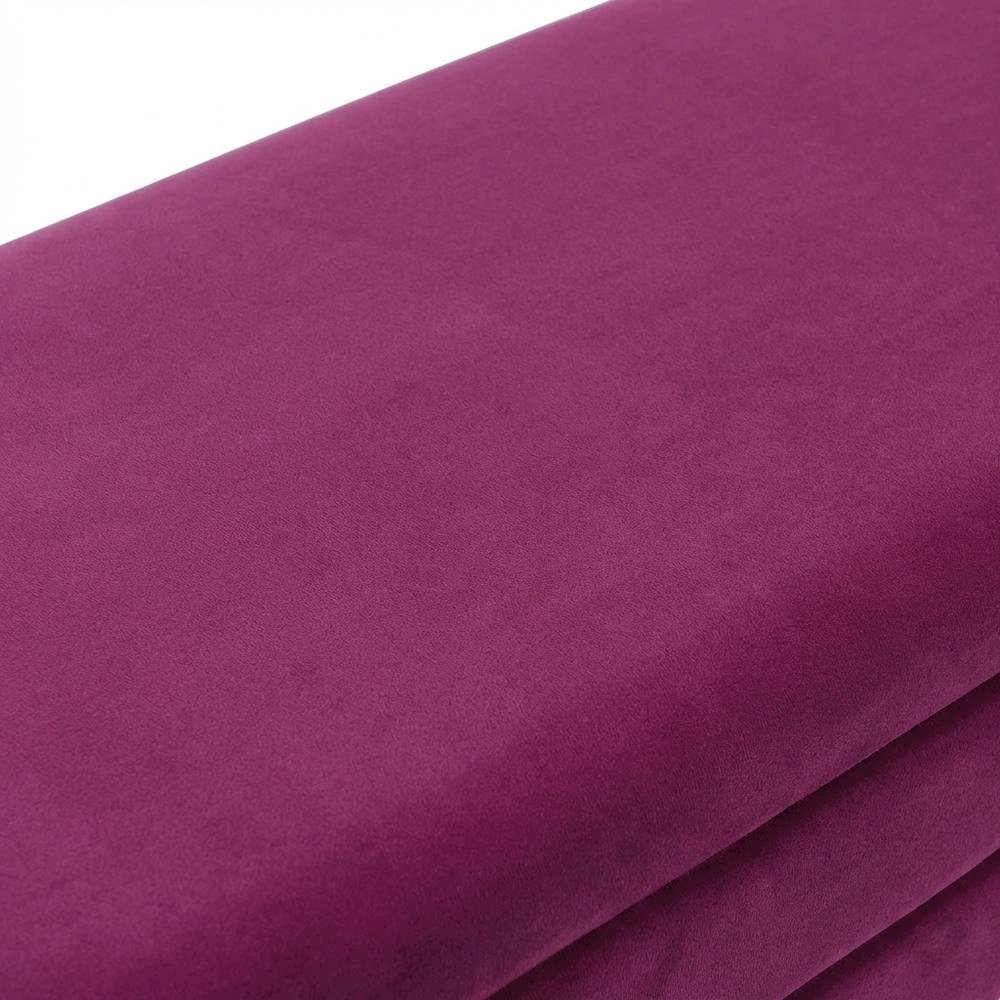 Purple Velvet Storage Bench with Gold Legs and Spacious Seating. Picture 9