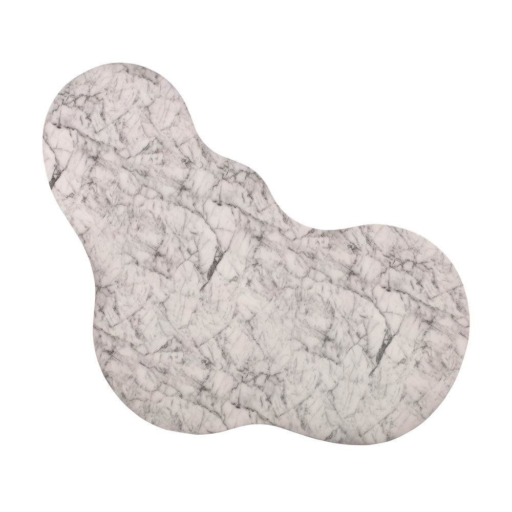 Modern White Stone Coffee Table with Marble Veneer Concrete Finish. Picture 7