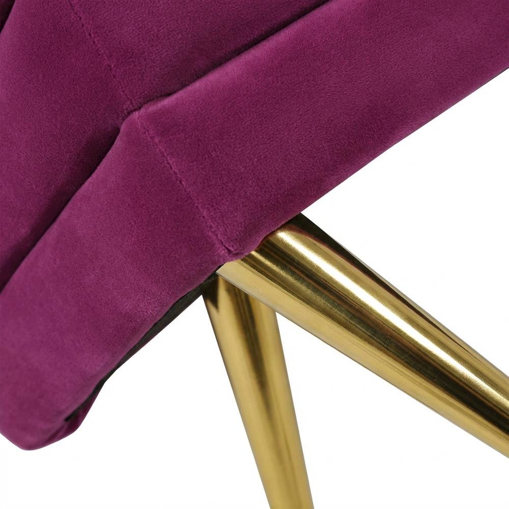 Purple Velvet Storage Bench with Gold Legs and Spacious Seating. Picture 10
