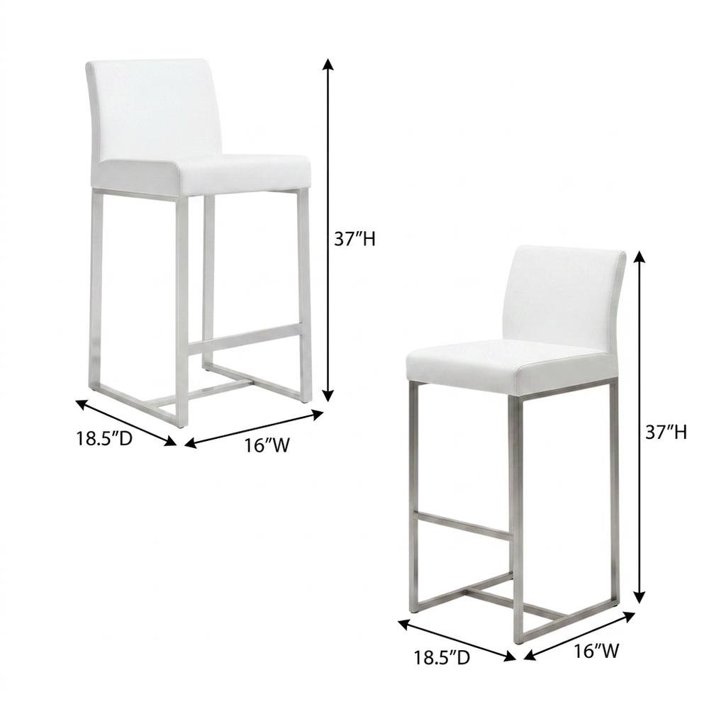 White Stainless Steel Counter Stool Set - Modern, Durable, 2-Pack. Picture 6