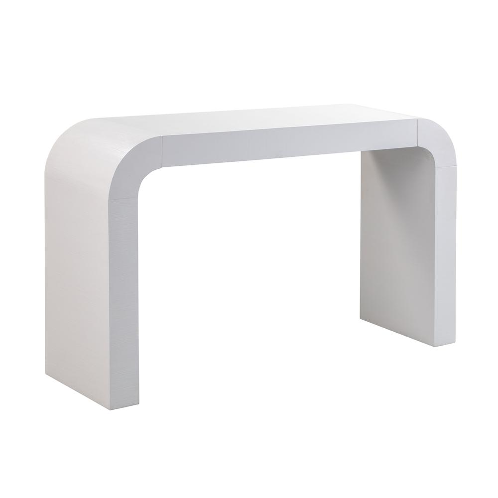 Elegant Curved White Console Table Perfect for Modern Entryways and Decor. Picture 1