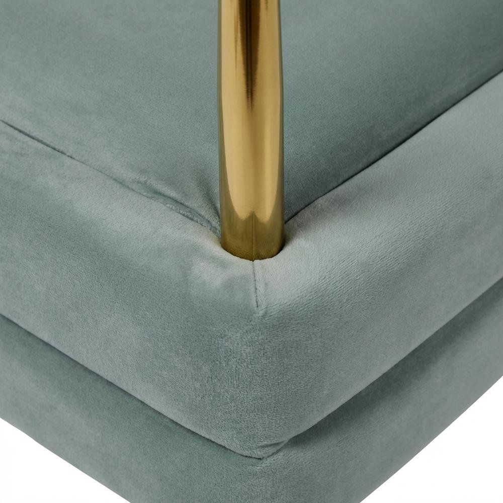 Sea Blue Velvet Storage Bench with Gold Leg Detailing for Living Room. Picture 7