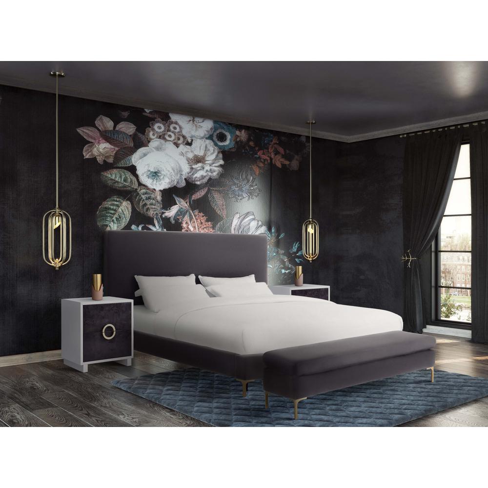 Delilah Grey Velvet Bench. Picture 9
