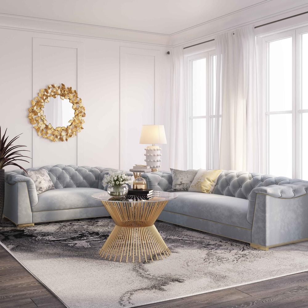 Farah Grey Velvet Sofa. Picture 18