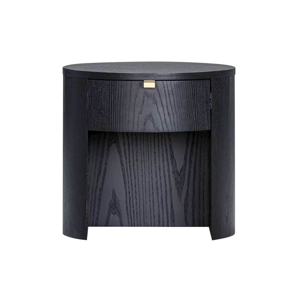 Marlow Black Wood Round Nightstand. Picture 3
