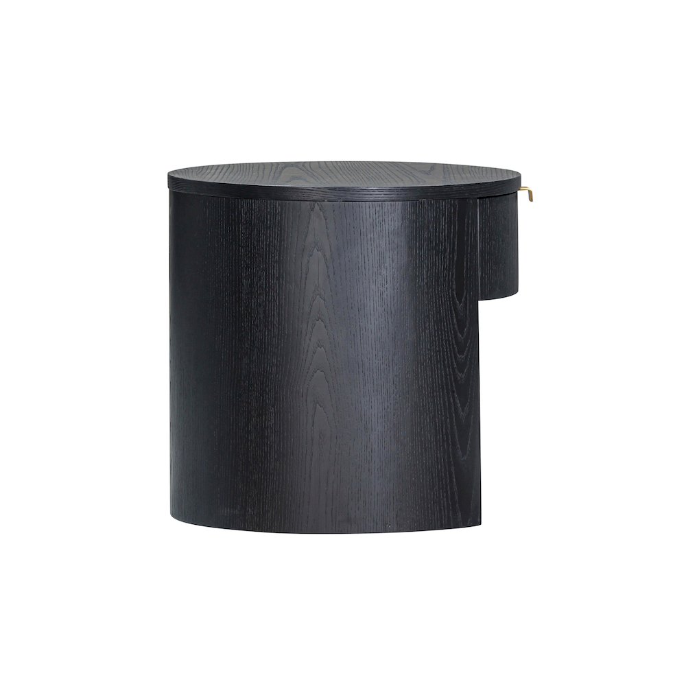 Marlow Black Wood Round Nightstand. Picture 4