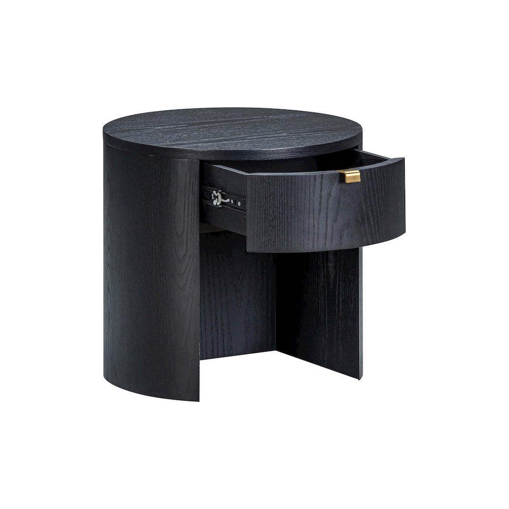 Marlow Black Wood Round Nightstand. Picture 6